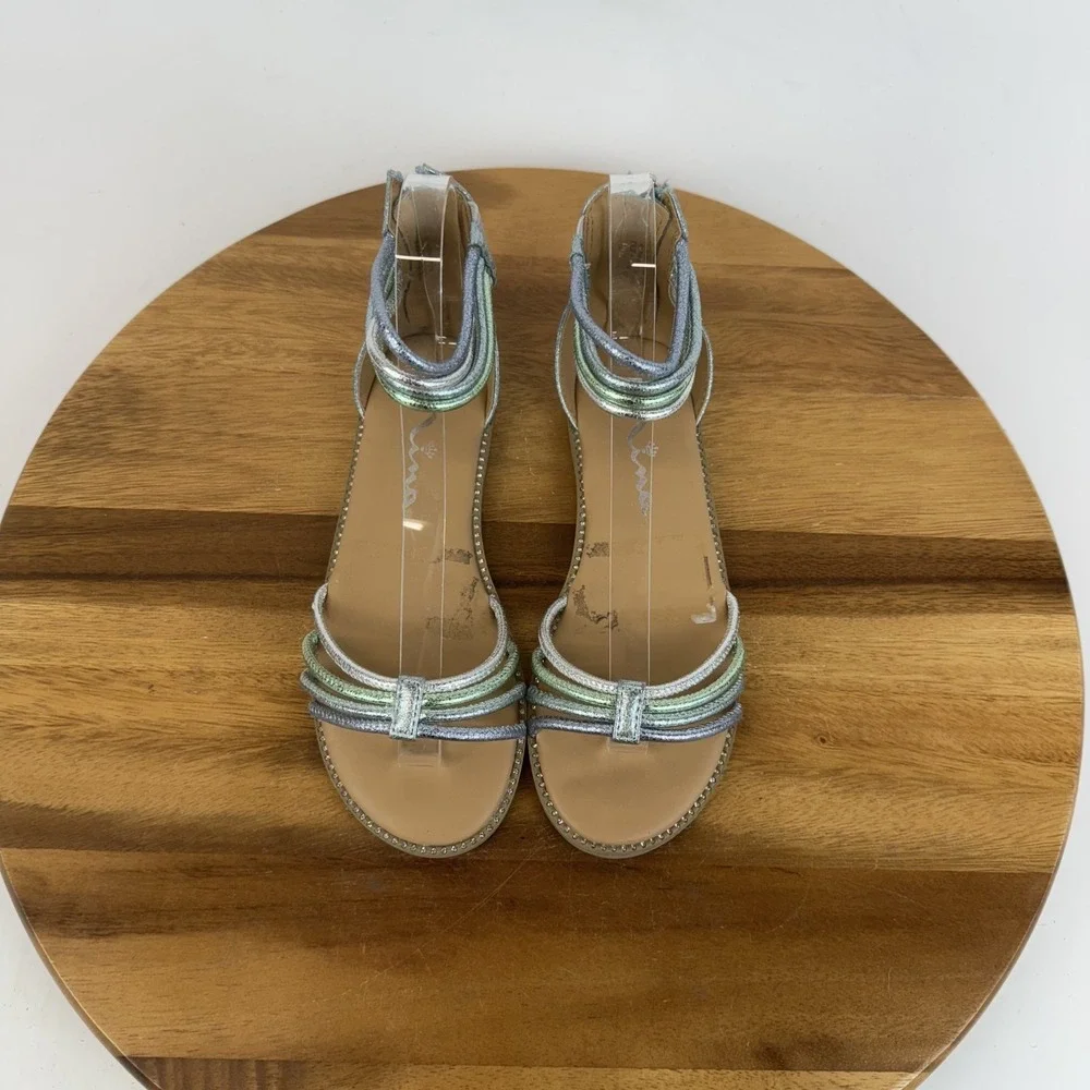 Big Kids Girls Nina Brianna Blue Metallic Strappy Sandals Size 3 Y GUC‎